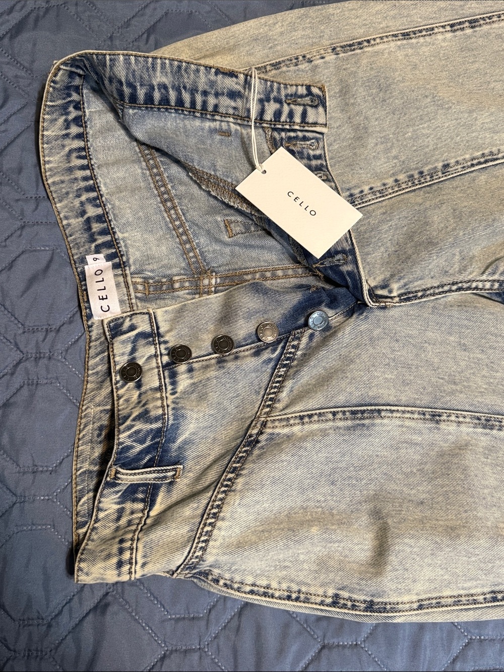 Cello Light Blue Washed Boyfriend Jeans with Panel Stitching - Picture 2 of 4